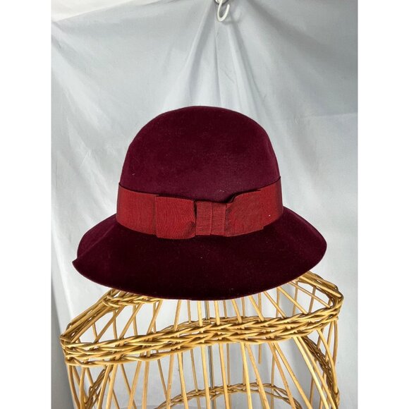 Christys’ London Burgundy 100% Wool Felt Cloche Hat Women’s 56cm main image 12